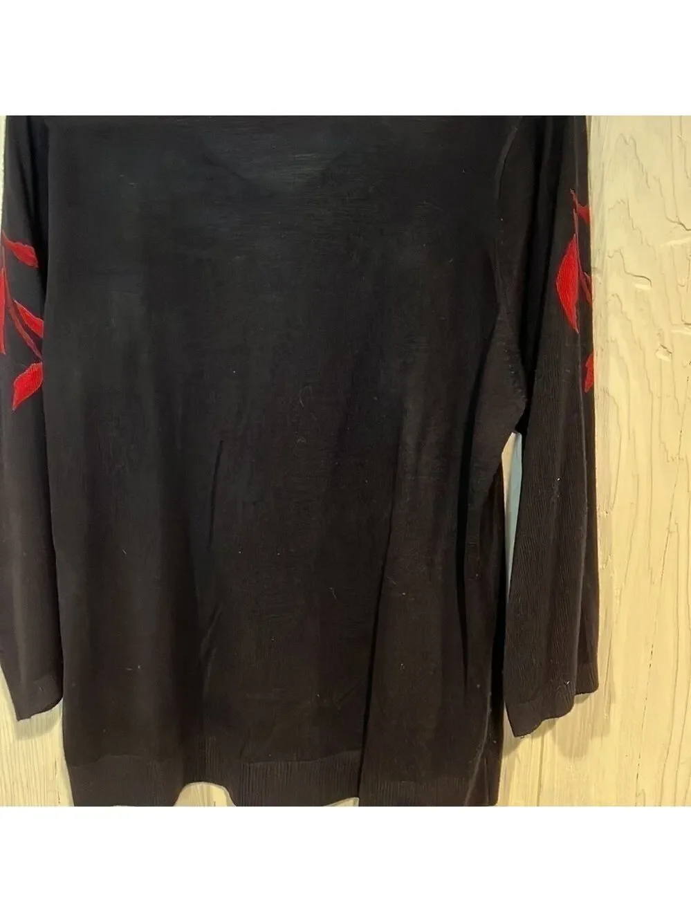 CATHY DANIELS poinsettia flower SWEATER size XL